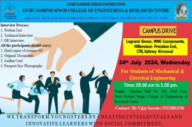 Campus Drive for Mechanical & Electrical Engineering Students held on Wednesday,24 July 2024.