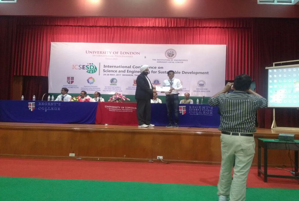 Best Educationist Award at Bangkok